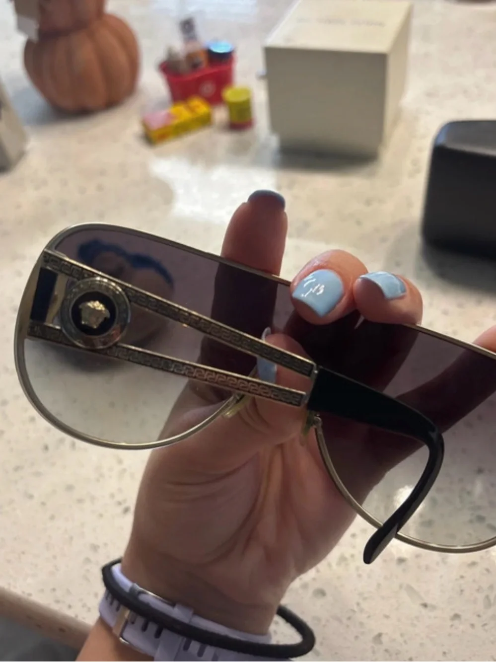 Versace Shield gradient Sunglasses with Gold Accents